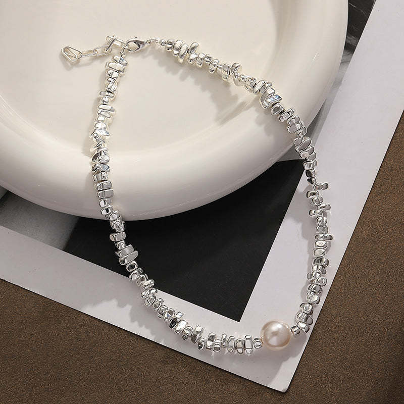 Dazzling Retro Pendant Akoya Pearl and Silver Beads 18k White Gold Plated Necklace Bracelet Earrings Jewelry Set | Mix Mix Style-Mix MIx Style