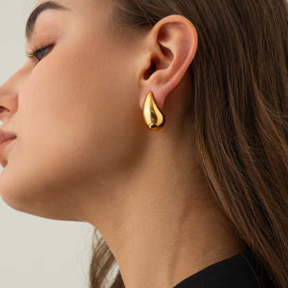 Minimalist Water Drop Shaped Elegant 18k Vermeil/White Gold Plated Stud Earrings | Mix Mix Style-Mix MIx Style