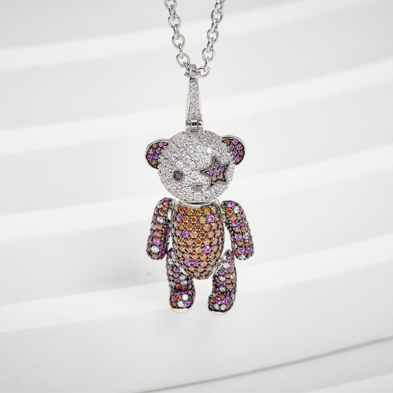 Japanese and Korean new panda necklace 3D three-dimensional limbs movable gold-plated panda pendant medium long bear sweater chain-Mix MIx Style