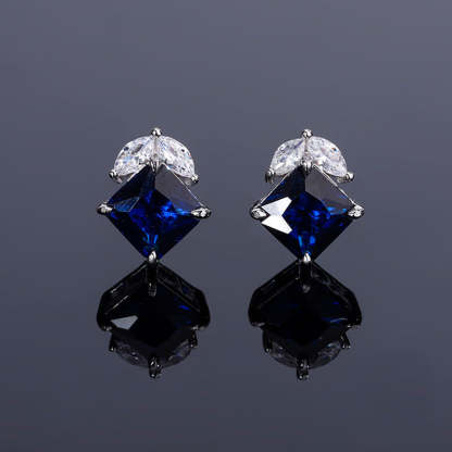 2023 New S925 Silver Jewelry Simulated Red Sapphire Square Simple Daily Style Set for Women 9*9-6*6-Mix MIx Style