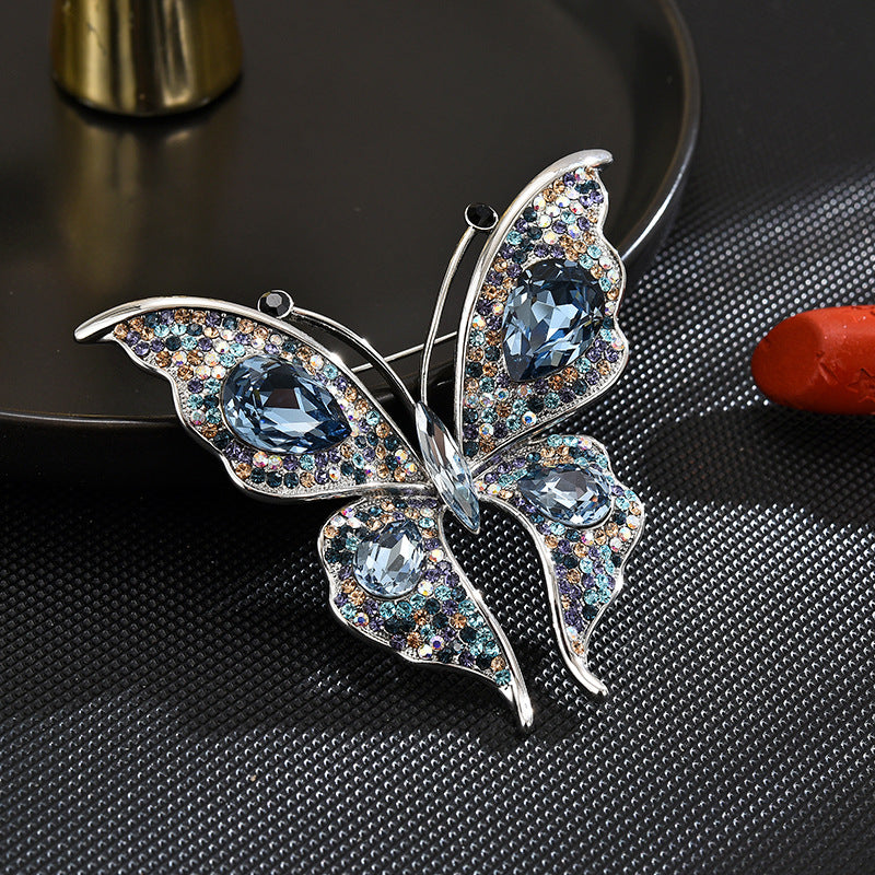New hot-selling high-end colorful Austrian crystal butterfly brooch light luxury high-end insect corsage women's accessories-Mix MIx Style