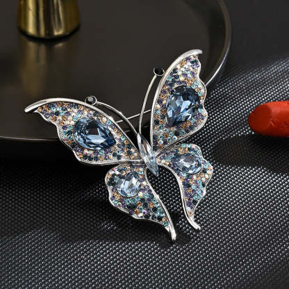 New hot-selling high-end colorful Austrian crystal butterfly brooch light luxury high-end insect corsage women's accessories-Mix MIx Style