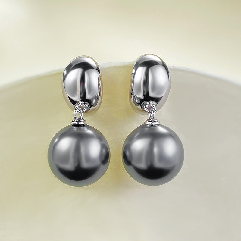 Mujing Jewelry S925 Silver Gold Surface Seiko Inlaid Pearl 12mm Shell Pearl Earrings European and American Fashion Simple Earrings-Mix MIx Style