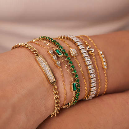 Moissanite Diamonds 18K Gold Plated and Silver Chain Bracelet | Mix Mix Style [Hot Seller]-Mix MIx Style