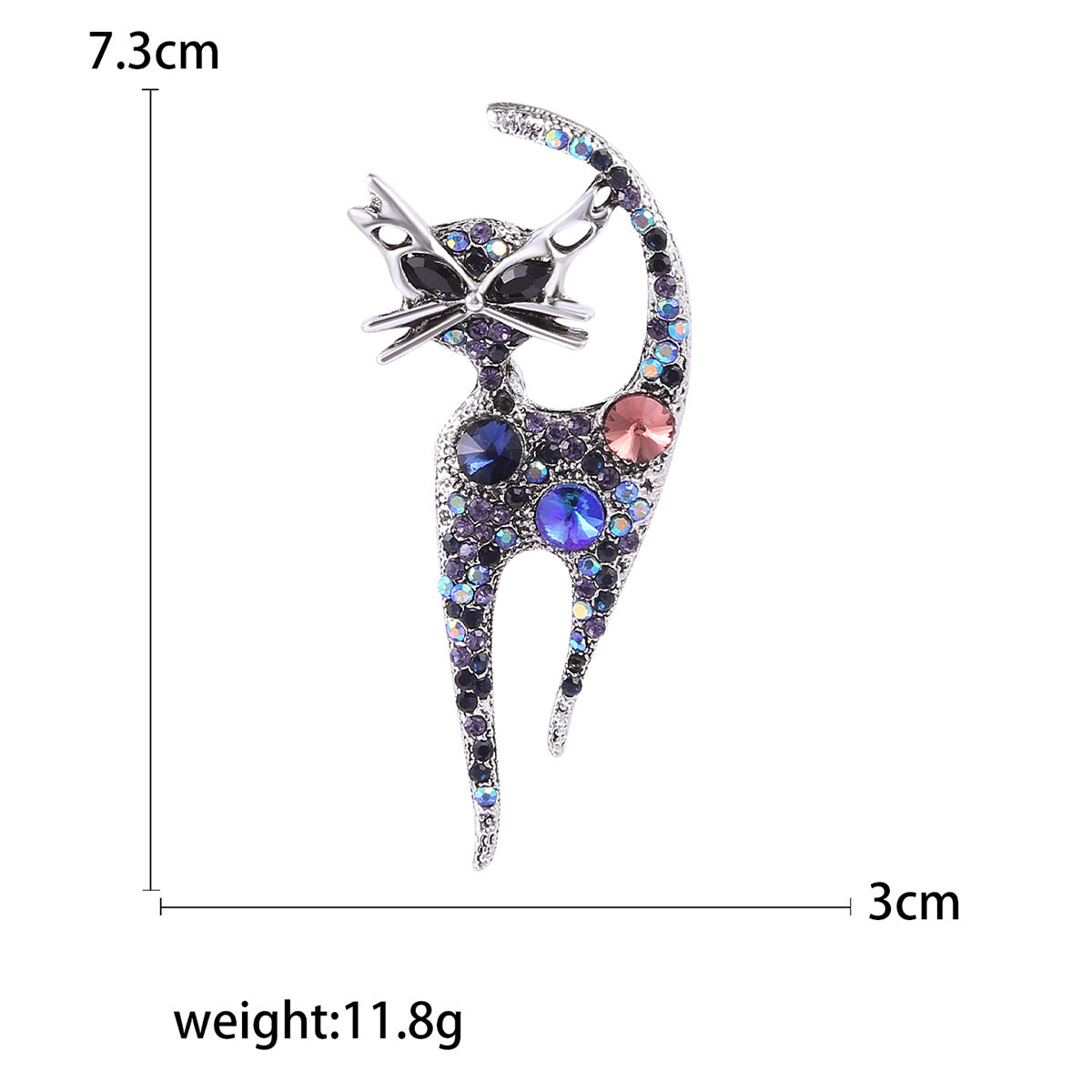 Cat Dainty Diamonate Gemstones Vintage Jewelry Pin Brooch | Mix Mix Style [Hot Seller]-Mix MIx Style