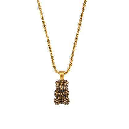 Retro Teddy Bear Classic Solid Diamonds Pendant Luxury 18k Gold Plated Necklace Jewelry | Mix Mix Style-Mix MIx Style