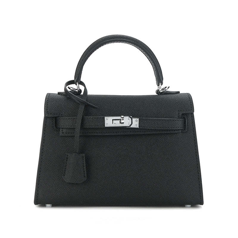 New silver buckle hardware palm pattern second generation Kelly bag mini handbag fashionable simple shoulder messenger bag-Mix MIx Style