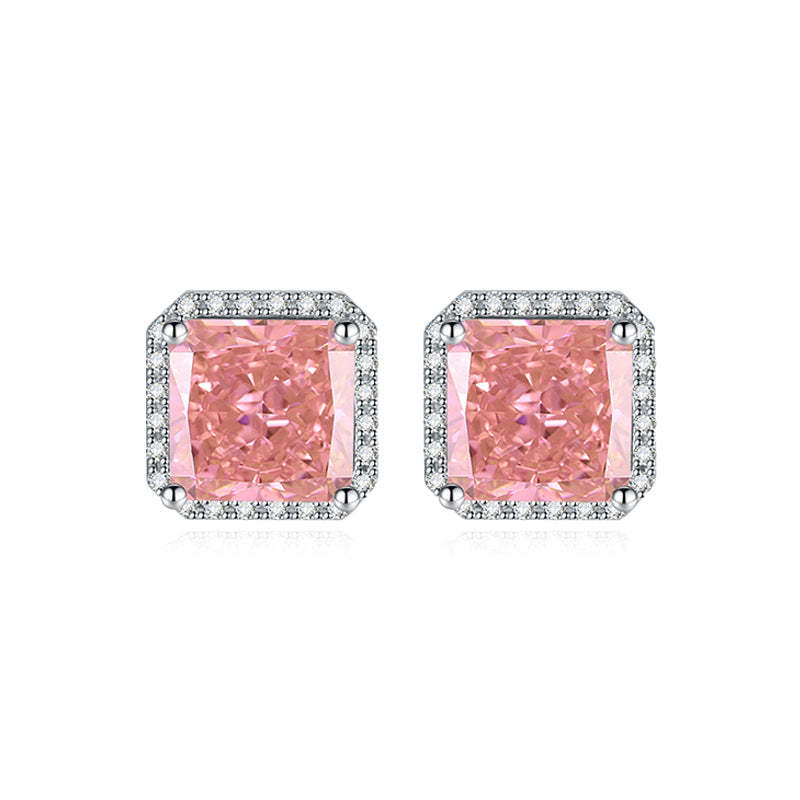 Pink Classic Timeless Princess Cut Moissanite Diamond Luxury 18k White