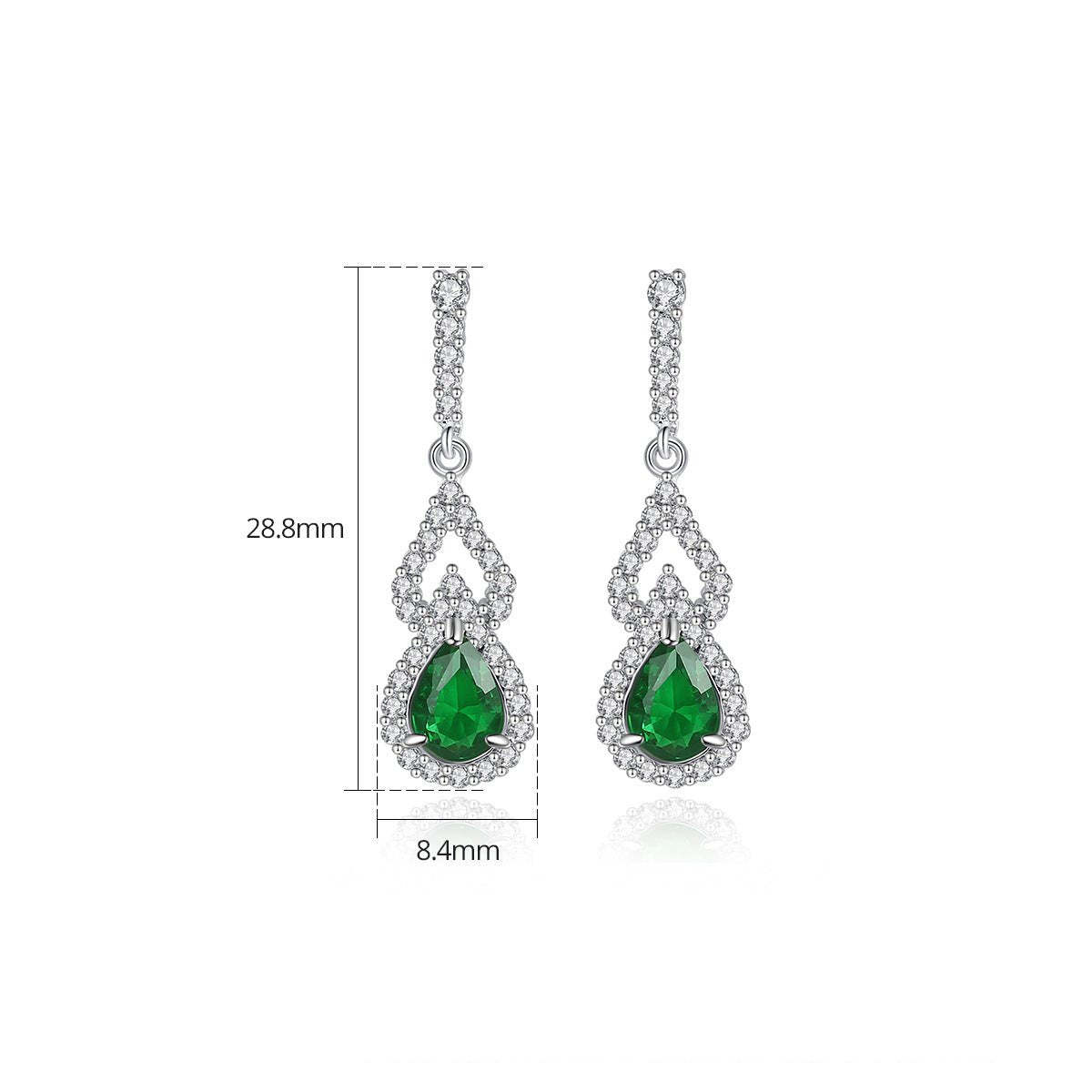 Green - Red - Blue Classic Pear Cut Moissanite Diamonds Elegant 18k White Gold Plated Vintage Retro Drop Earrings | Mix Mix Style-Mix MIx Style
