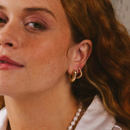 Chunky Minimalist Elegant 18k Vermeil Gold Plated Vintage Retro Hoop Earrings | Mix Mix Style-Mix MIx Style