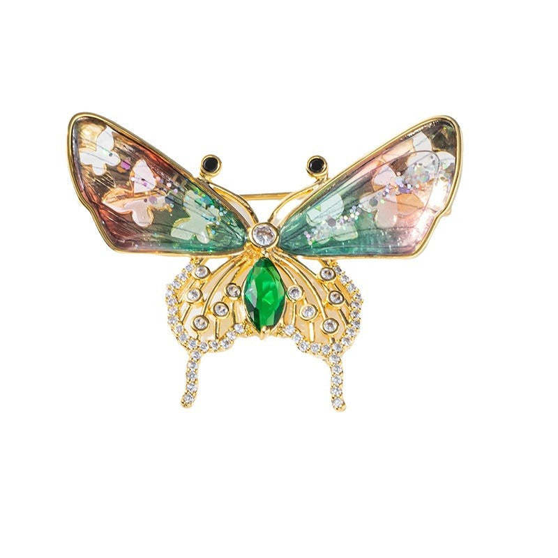 Xiliang Concubine light luxury high-end niche gradient crystal butterfly brooch female high-end temperament insect zircon pin-Mix MIx Style