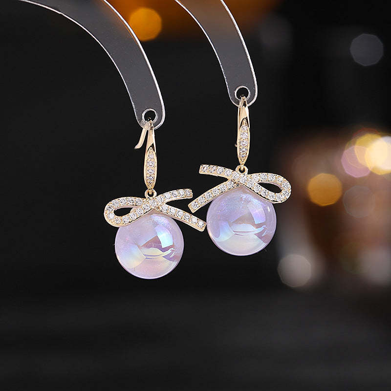 Blue - Pink - Purple Trendy Akoya Pearl & Moissanite Diamonds 18k Verm