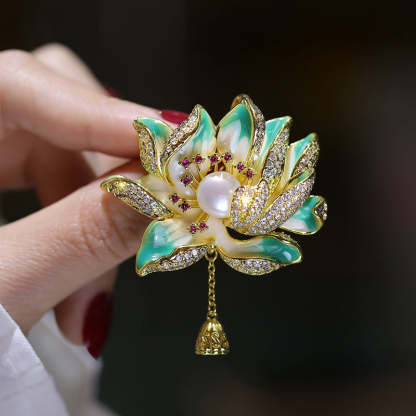 Xiliang Concubine High-end Retro Chinese Style Lotus Brooch Natural Freshwater Pearl Lotus Cheongsam Accessories Pin-Mix MIx Style