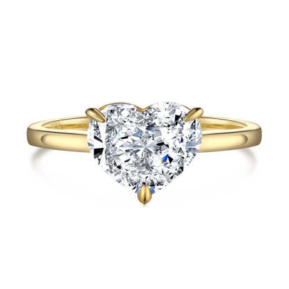 Elegant Solitarie Heart Cut Moissanite Diamond 2ct 18k Vermeil Gold Plated Engagement Ring | Mix Mix Style-Mix MIx Style