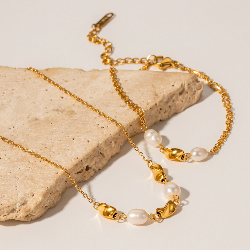 Retro 18K Gold Plated Chain Akoya Pearl Bracelet | Mix Mix Style [Hot Seller]-Mix MIx Style