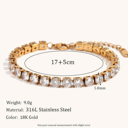 European and American cross-border hot selling fashion light luxury zircon chain bracelet stainless steel plated 18K gold simple hand jewelry-Mix MIx Style