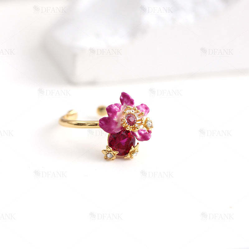 Tropical Pink Round Cut Moissanite Diamond 18k Vermeil Gold Plated Ele