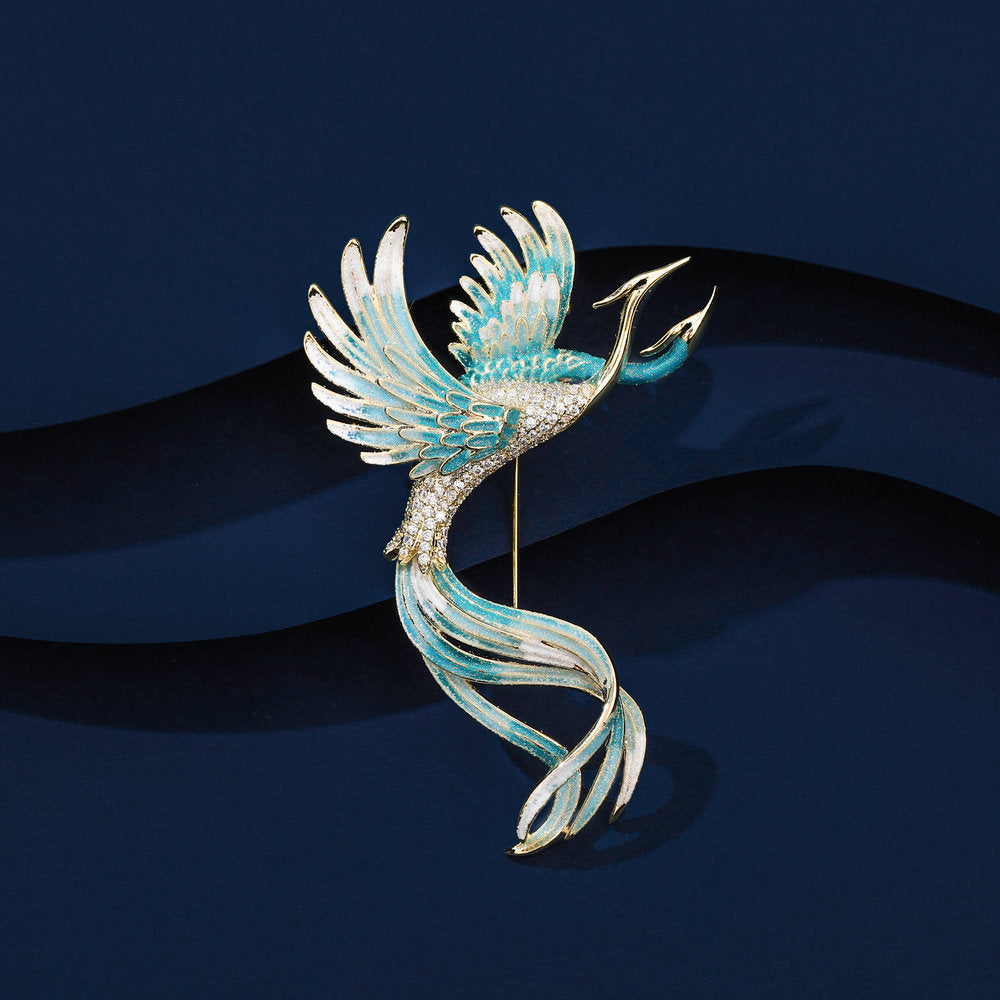 Retro Chinese style elegant clothing dress accessories high-end enamel corsage gradient color phoenix brooch-Mix MIx Style