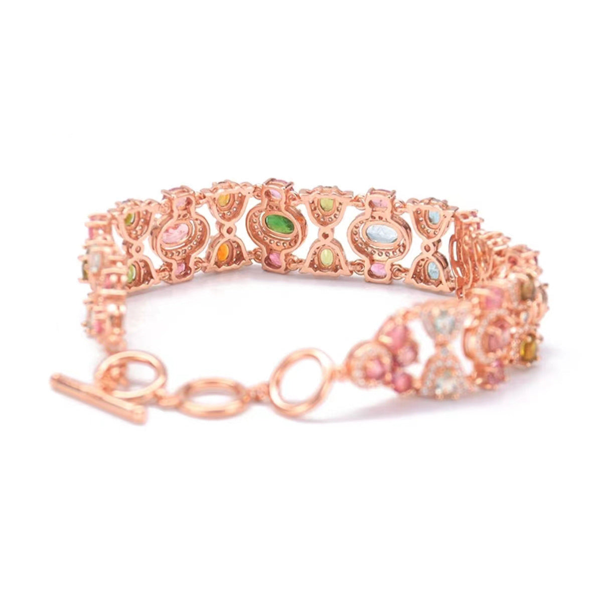 Multicolor Vintage Retro Pendant Oval Diamonds Luxury 18k Rose Gold Plated Bracelet Ring Jewelry Set | Mix Mix Style-Mix MIx Style