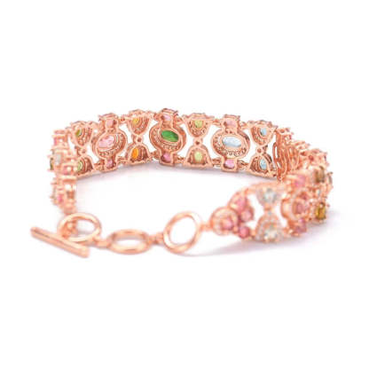 Multicolor Vintage Retro Pendant Oval Diamonds Luxury 18k Rose Gold Plated Bracelet Ring Jewelry Set | Mix Mix Style-Mix MIx Style