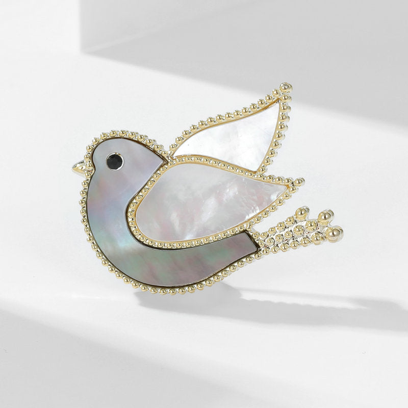 2022 new clothing accessories natural mother-of-pearl bird pigeon pin coat suit accessories shell peace dove brooch-Mix MIx Style