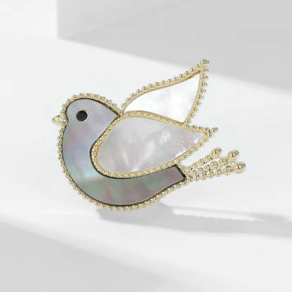 2022 new clothing accessories natural mother-of-pearl bird pigeon pin coat suit accessories shell peace dove brooch-Mix MIx Style