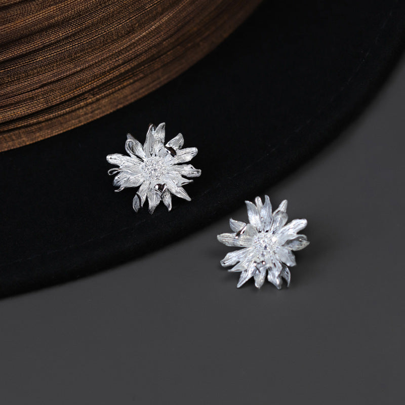 Looking for original Sunshine Dancer sterling silver gerbera aden light luxury literary high-end flower earrings-Mix MIx Style
