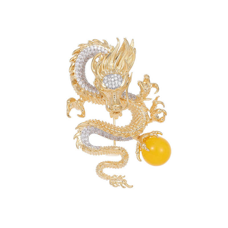 2024 new Chinese style dragon-shaped corsage trendy unisex suit jacket pin high-end zodiac dragon brooch-Mix MIx Style