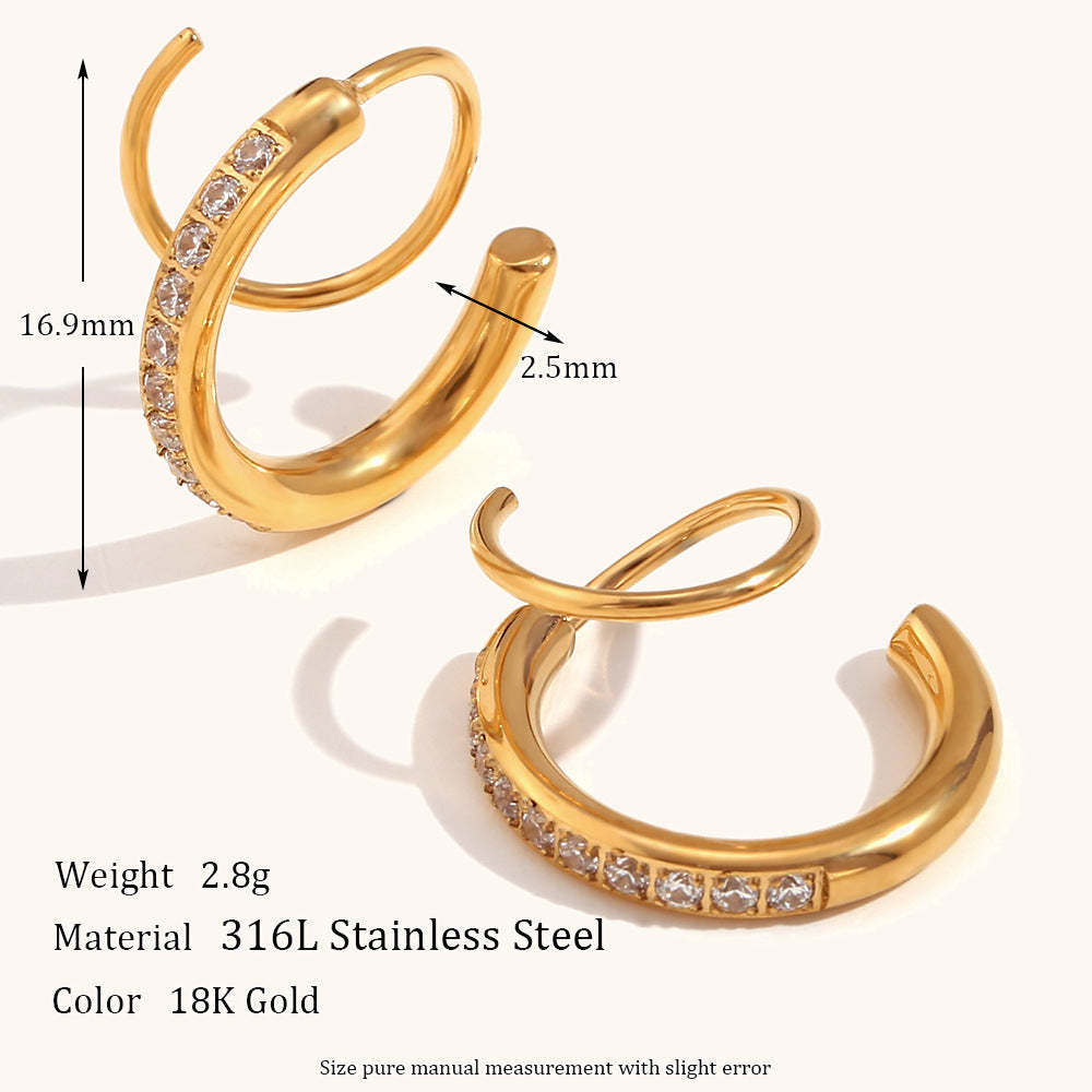 Spiral Circlle Trendy Moissanite Diamonds 18k Vermeil/White Gold Plated Retro Hoop Earrings | Mix Mix Style-Mix MIx Style
