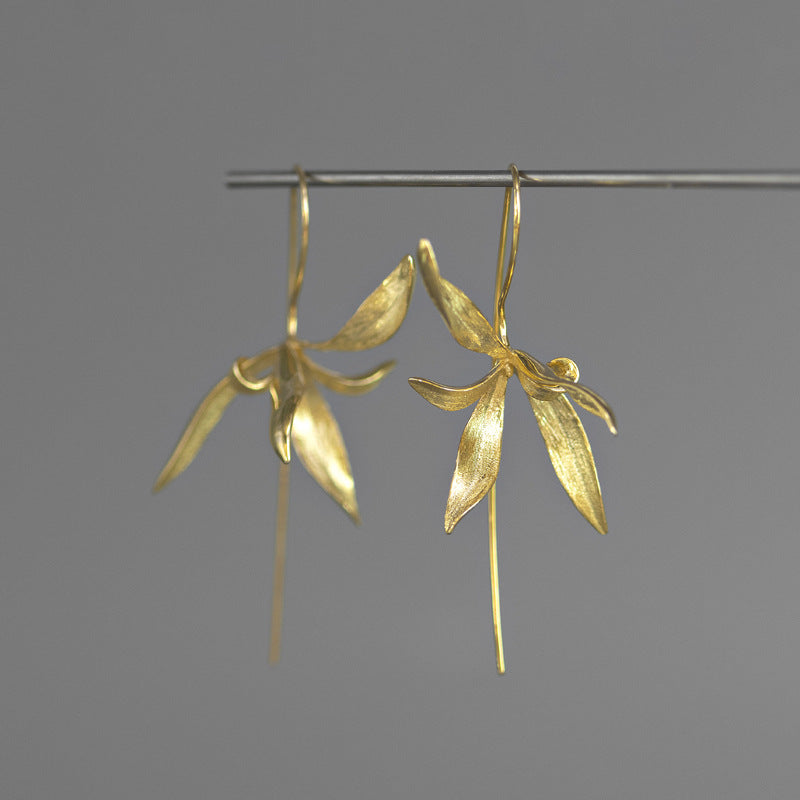 Delicate Orchid Flower Shaped Minimalist Elegant 18k White/Vermeil Gold Plated Stud Earrings | Mix Mix Style-Mix MIx Style