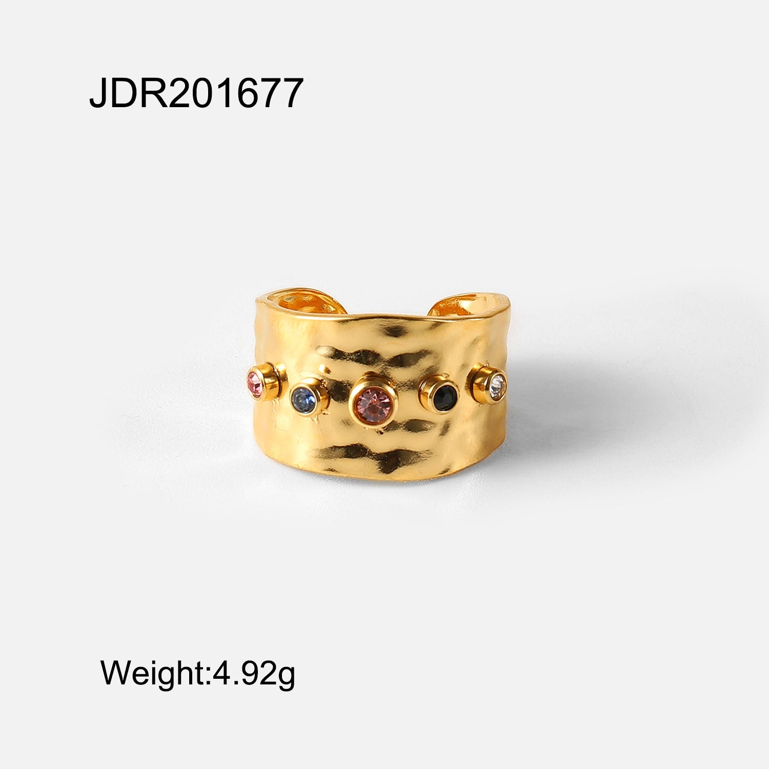European and American INS Internet celebrity same color zircon open jewelry ladies stainless steel 18K gold-plated personality ring-Mix MIx Style