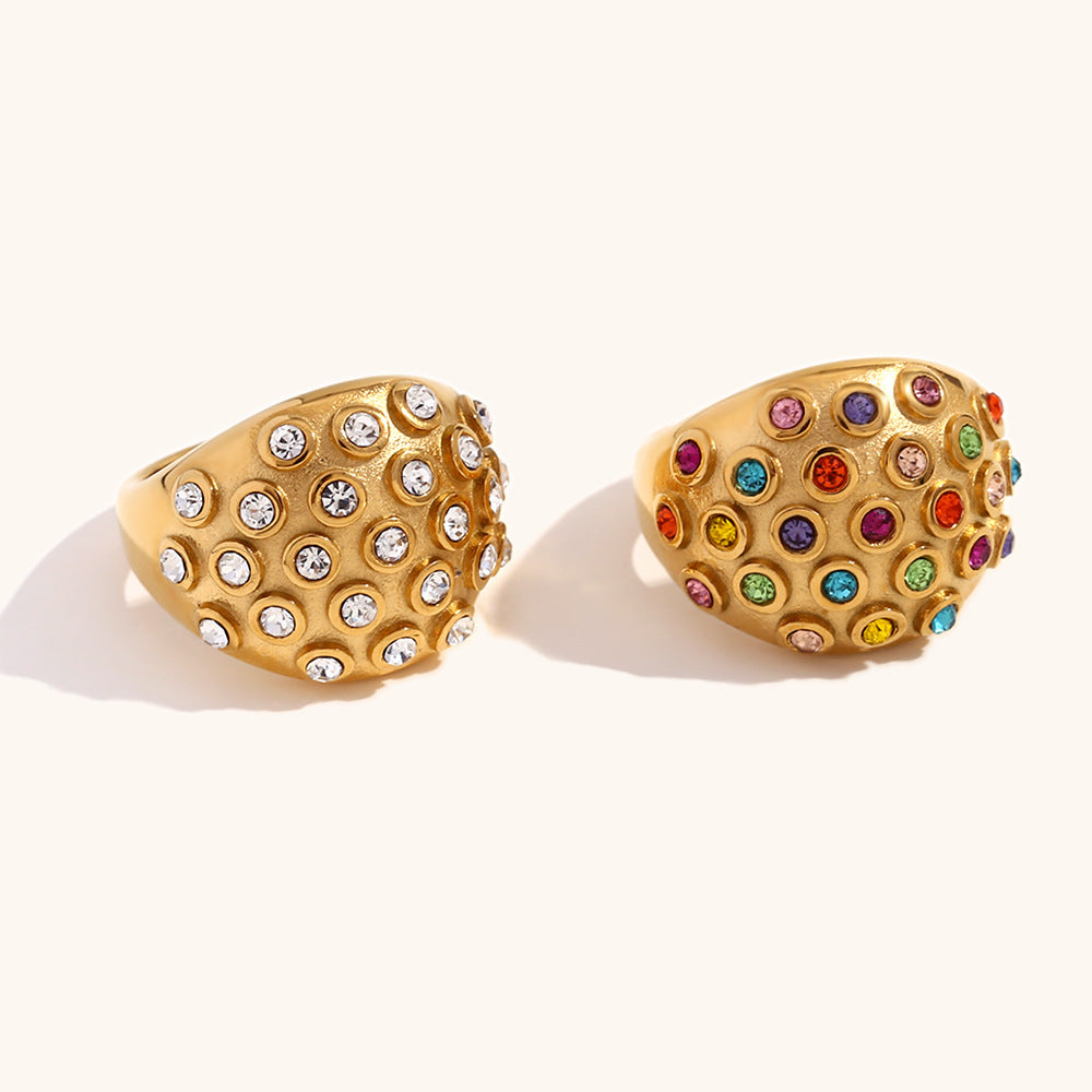 Antique Embellished Retro Colorful Diamonds Luxury 18k Vermeil Gold Plated Ring Jewelry | Mix Mix Style-Mix MIx Style