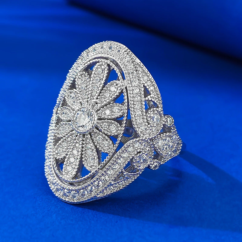 Mujing Jewelry Reunion Rice Fireworks Luxury Ring Silver Gold-plated Heavy Handmade Women's Ring Live Source-Mix MIx Style