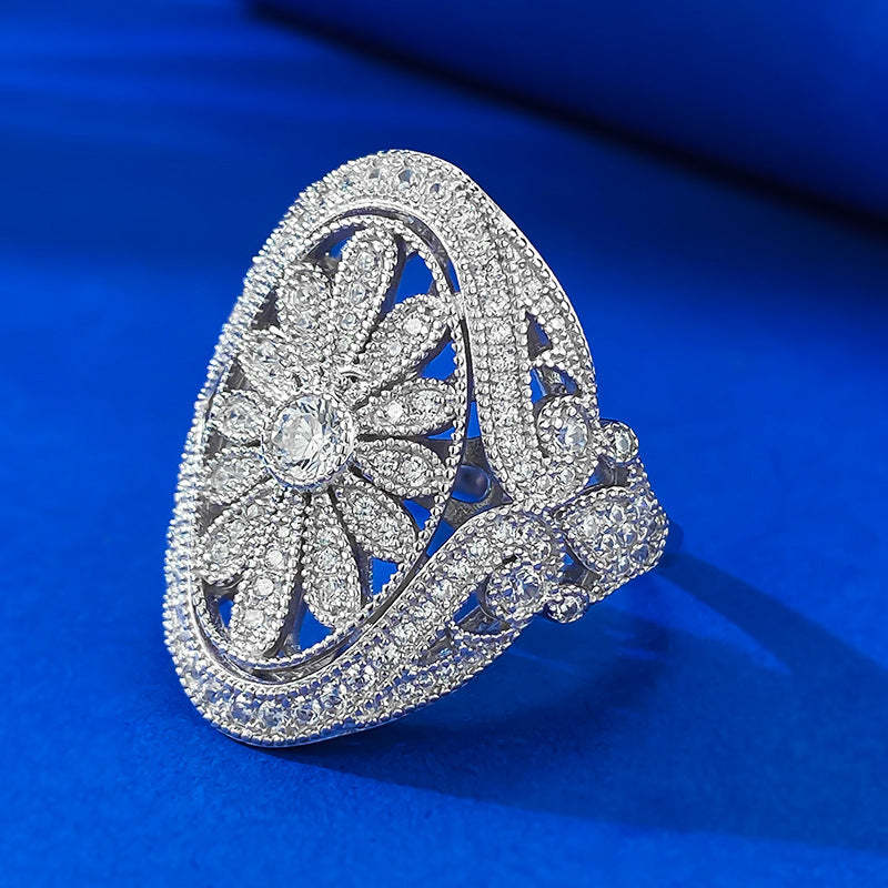Mujing Jewelry Reunion Rice Fireworks Luxury Ring Silver Gold-plated Heavy Handmade Women's Ring Live Source-Mix MIx Style