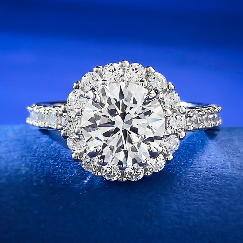 White Round Cut Moissanite Diamond 3ct 18k White Gold Luxury Engagement Ring | Mix Mix Style-Mix MIx Style