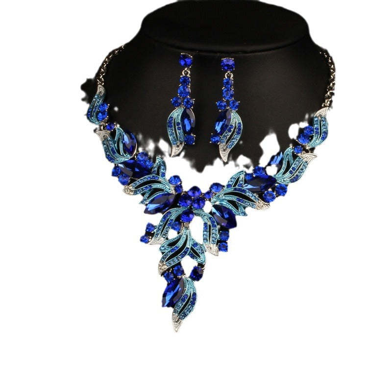 Geometric Vintage Multicolor Diamonds Luxury 18k Gold Plated Necklace & Drop Earrings Jewelry Set | Mix Mix Style-Mix MIx Style