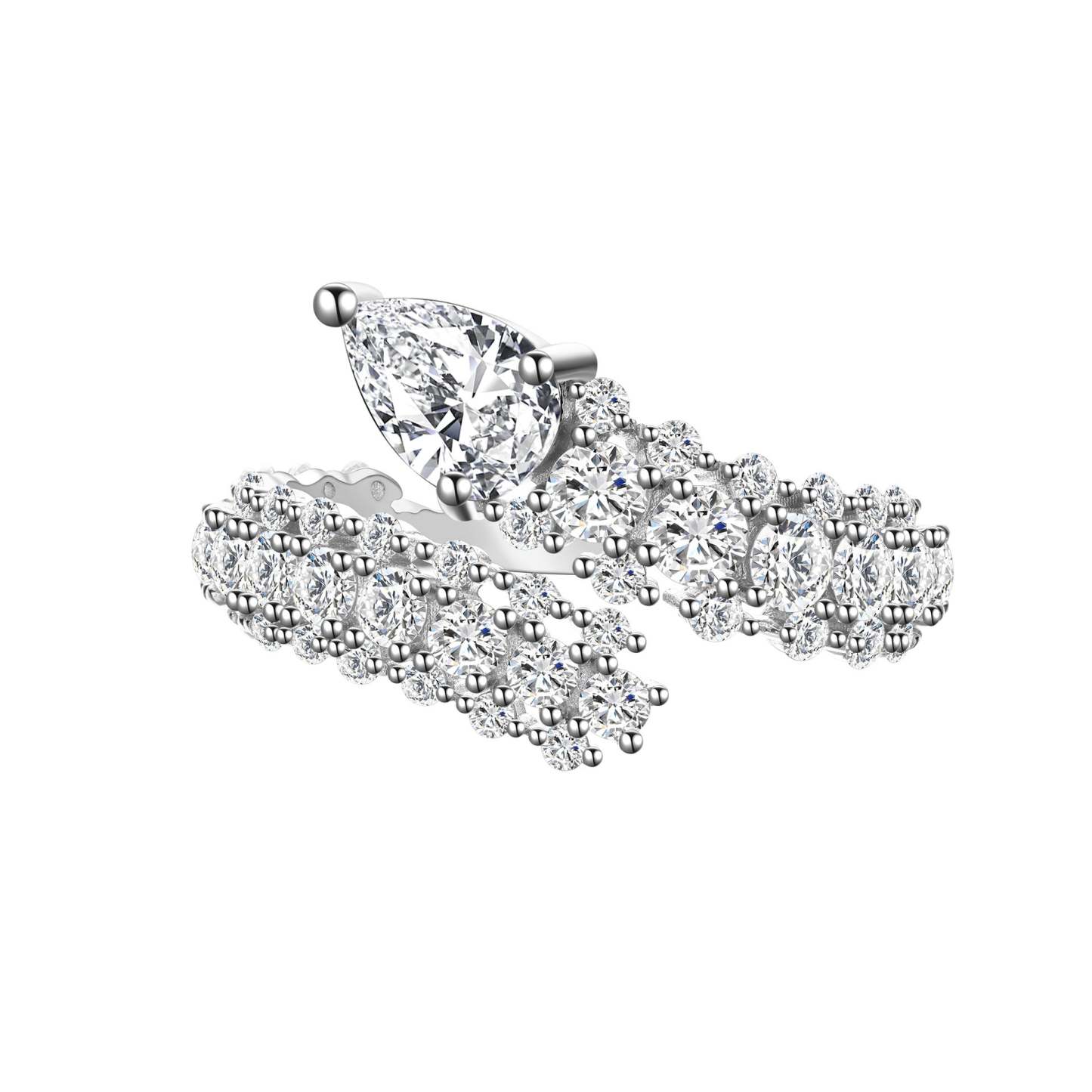 2024 new 925 silver snake ring full diamond snake bone opening personality light luxury ring high carbon diamond simple temperament-Mix MIx Style