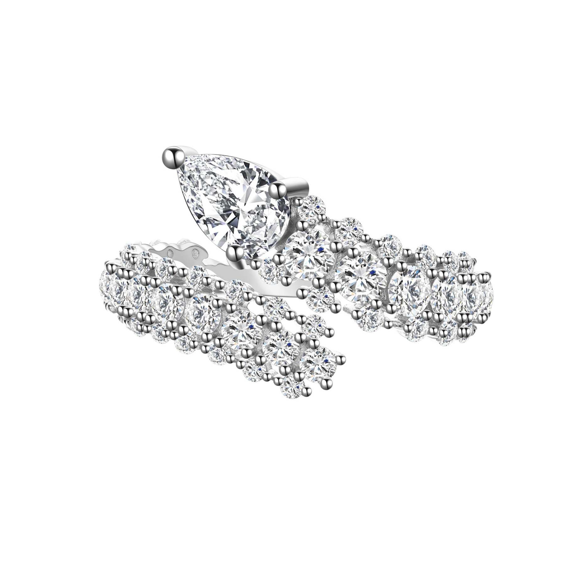 2024 new 925 silver snake ring full diamond snake bone opening personality light luxury ring high carbon diamond simple temperament-Mix MIx Style