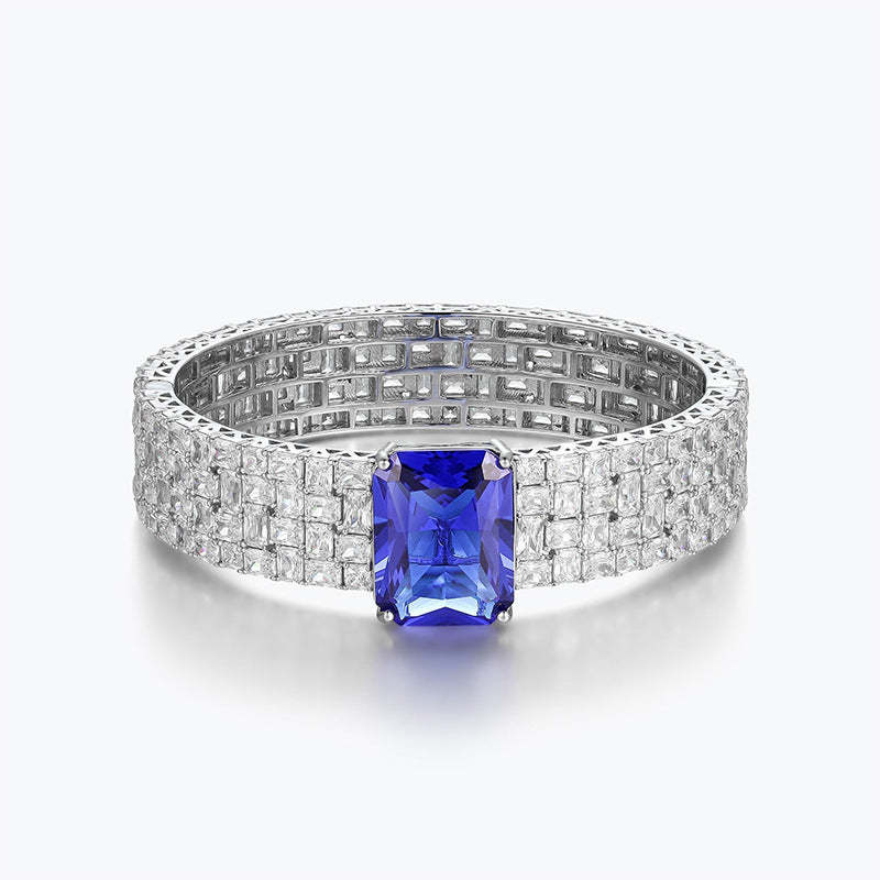 Cross-border jewelry high-end bracelet S925 silver synthetic zircon bracelet fashion royal blue wood green colorful yellow bracelet-Mix MIx Style