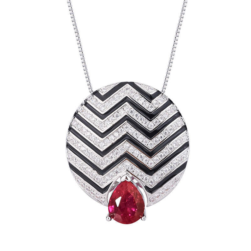 Pink & Blue Vintage Pendant Pear Cut Diamond Luxury 18k White Gold Plated Necklace Earrings Jewelry Set | Mix Mix Style-Mix MIx Style