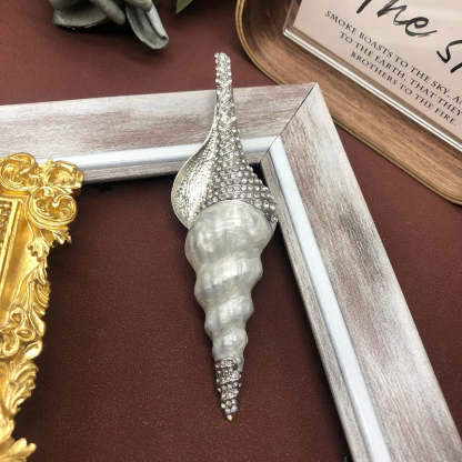 Seashell Silver Vintage Classic Diamonds Luxury 18k Gold Plated Brooch & Earrings Jewelry Set | Mix Mix Style-Mix MIx Style