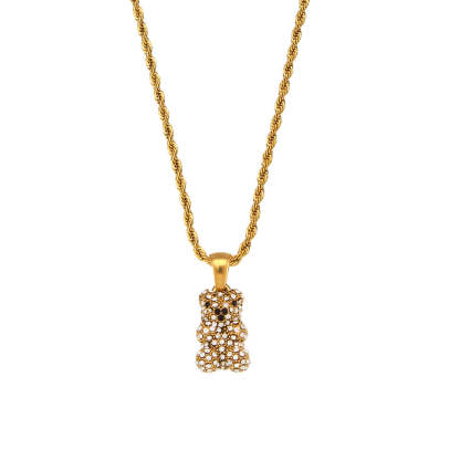 Retro Teddy Bear Classic Solid Diamonds Pendant Luxury 18k Gold Plated Necklace Jewelry | Mix Mix Style-Mix MIx Style