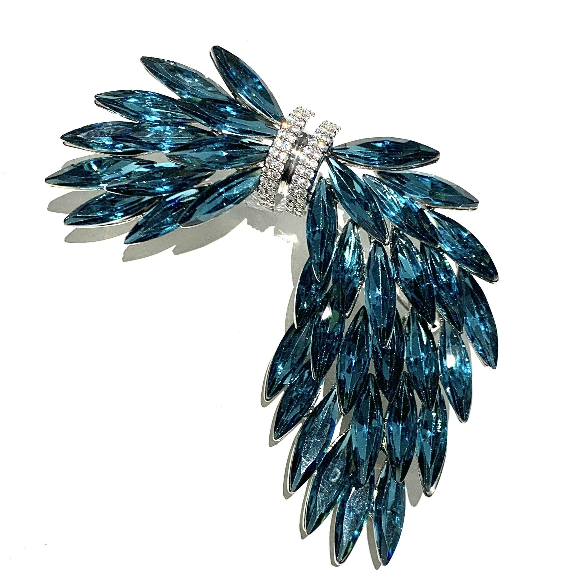 Xiliang Concubine Tmall hot sale luxury temperament Austrian crystal feather brooch high-grade coat wing corsage-Mix MIx Style
