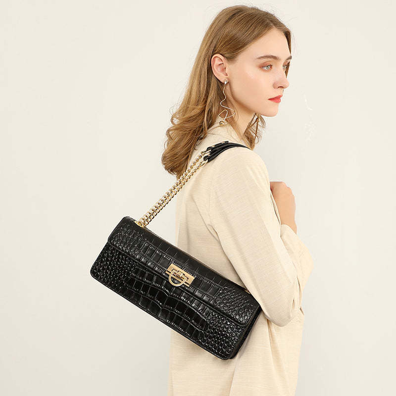 Shoulder Bags Crocodile pattern  new fashion chain niche high-quality messenger leather | Mix Mix Style [Hot Seller]-Mix MIx Style