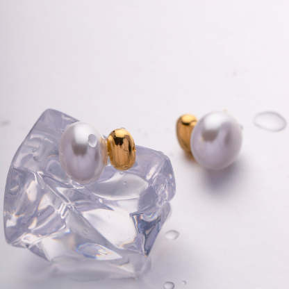 Two-color Timeless WhiteAkoya Pearl Elegant 18k Vermeil Gold Plated Stud Earrings | Mix Mix Style-Mix MIx Style