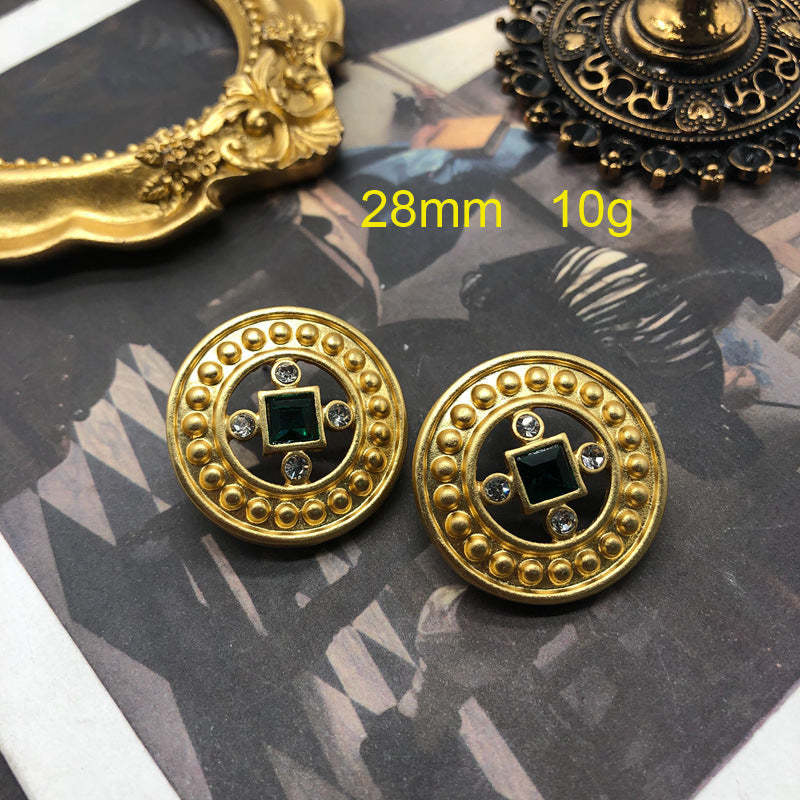 Circles Retro Red Round Cut Diamond Luxury 18k Vermeil Gold Plated Necklace Earring Bracelet Jewelry Set | Mix Mix Style-Mix MIx Style