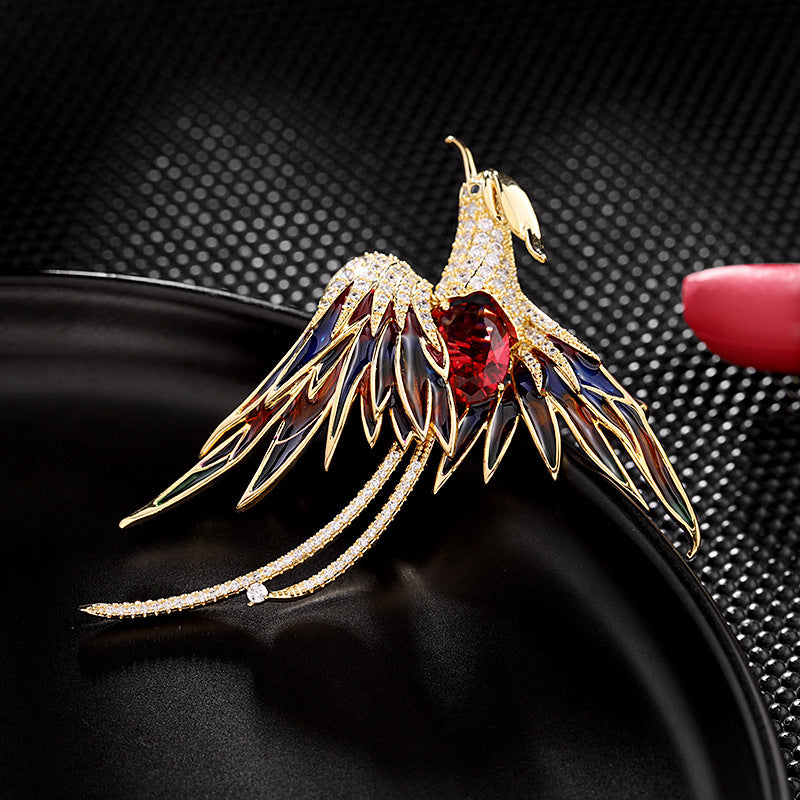 Light luxury high-end Chinese style phoenix brooch women's elegant coat corsage accessories 2022 autumn and winter new clothing-Mix MIx Style