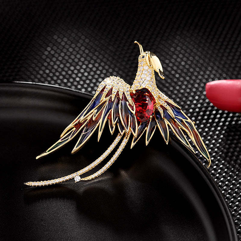 Light luxury high-end Chinese style phoenix brooch women's elegant coat corsage accessories 2022 autumn and winter new clothing-Mix MIx Style
