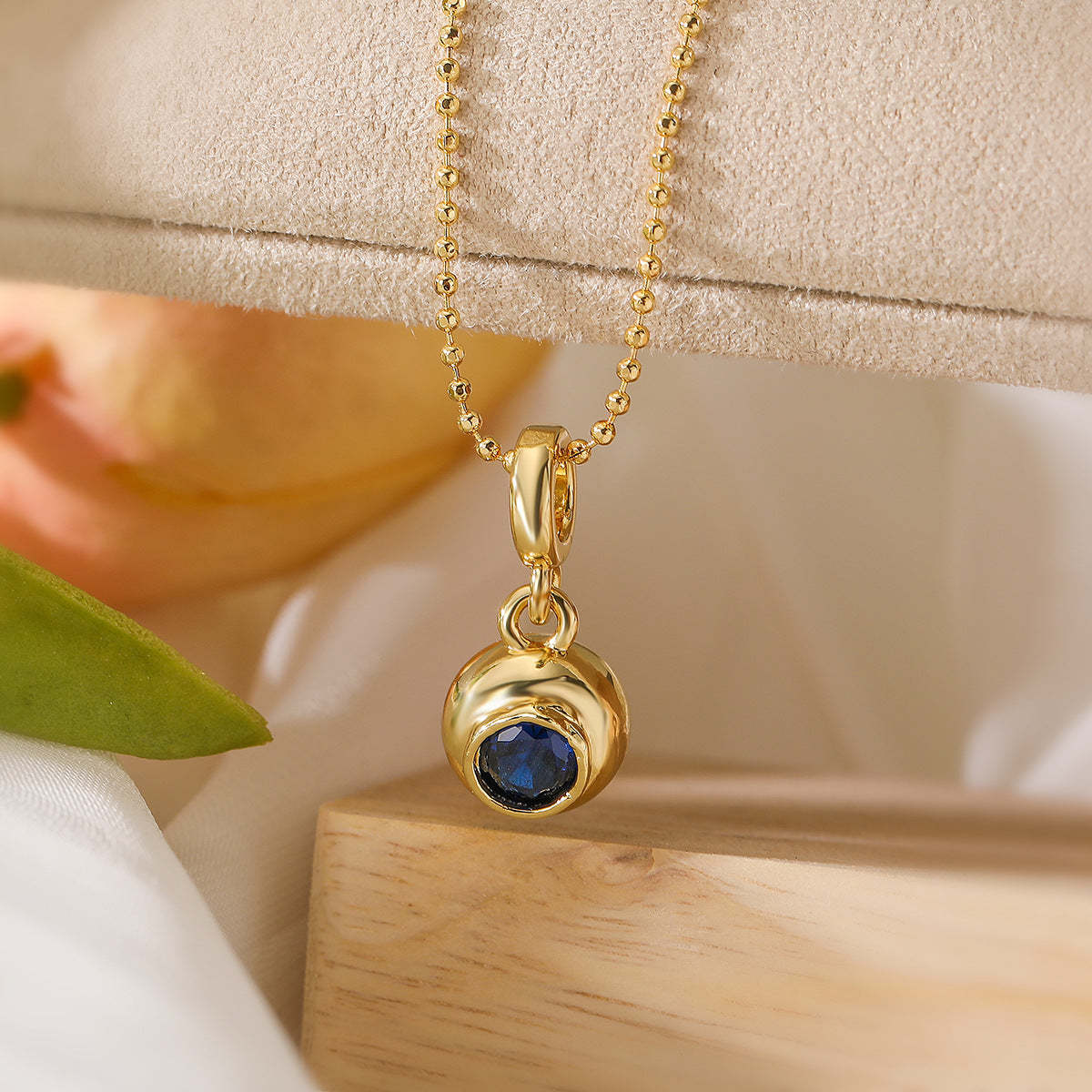 Round Retro Classic Pendant Red Round Cut Diamond Luxury 18k Vermeil Gold Plated Necklace Jewelry | Mix Mix Style-Mix MIx Style