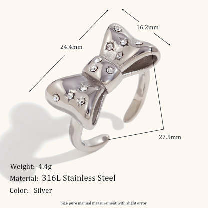 Bow/Butterfly/Heart Styles Open Retro Classic Diamonds Dainty 18k Vermeil Gold Plated Ring Jewelry | Mix Mix Style-Mix MIx Style